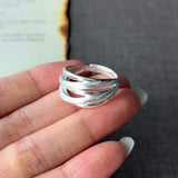 Edgy Geometric Multilayer Matte Ring