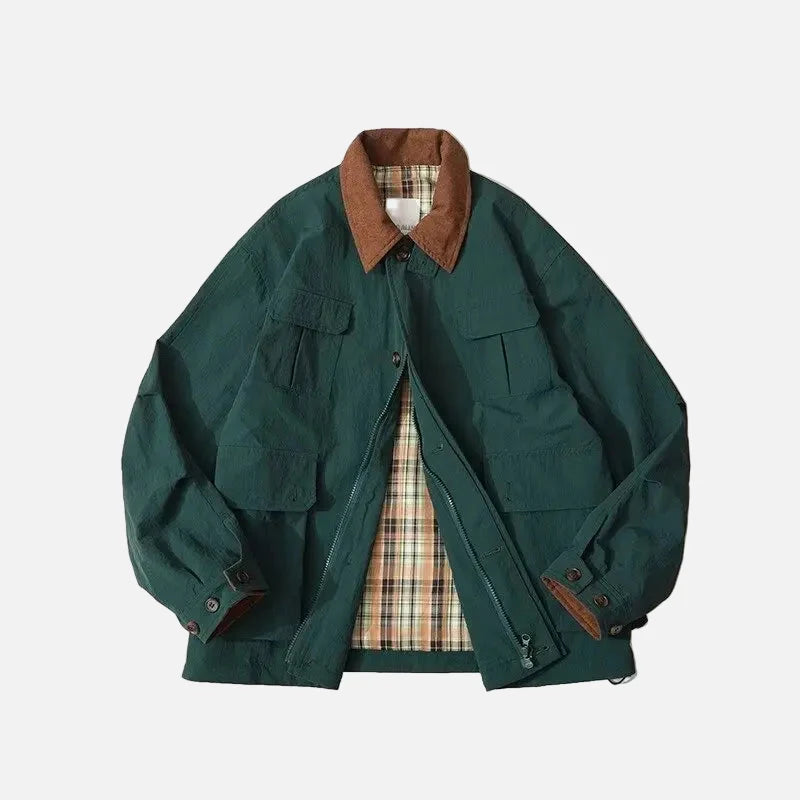 Trendy Tooling Multiple Pockets Windbreaker Jacket