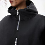 Warm Double Zip Hip Hop Hooded Sweatshirt