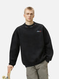 Retro Style Embroidered Faux Suede Sweatshirt