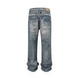 Vintage Digital Printed Distressed Jeans