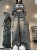 Model wearing the blue Functional Cargo Pants