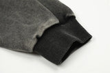 Men Distressed Rock Print Furr Hooded Sweatshirt