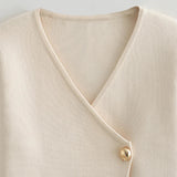 Elegant Ivory Knitted Women Cardigan