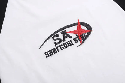 Retro Star Embroidery Sports T-shirt
