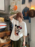 Soft White Mickey Graphic Half T-Shirt