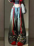 Retro Stickers Vintage High Waist Denim Jeans
