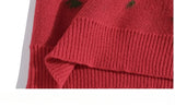 Christmas Contrast Color Lapel Knitwear Sweater