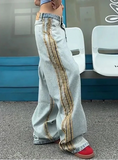 Street Edge Line Contrast Stripe Wide-Leg Jeans