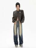 Women Vintage American Motorcycle Leather Jacket