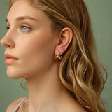 Women Gold Bowknot Hoop Sterling Silver Earrings