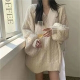 Vintage Oversized V-neck Knitted Sweater