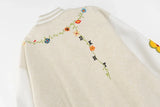 Retro Flower Embroidery Baseball Varsity Jacket