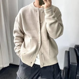 Y2K Knitted Solid Color Button-Up Cardigan