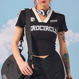 Retro Vintage Aesthetic V-Neck Crop T-Shirt