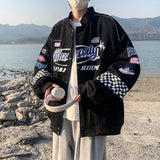 Y2K Plaid Embroidered Vintage Racer Jacket