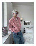 Men Pink Gradient Spring Leather Jacket