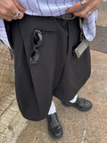 Black Soft Knee-Length Wide-Leg jorts