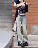 Retro Gradient Patchwork Casual Denim Jeans
