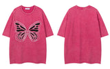Women Butterfly Patch Oversized Cute Washed T-Shirt