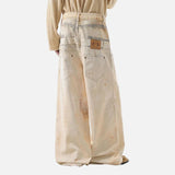 American Style Double Waistband Dirty Dying Jeans