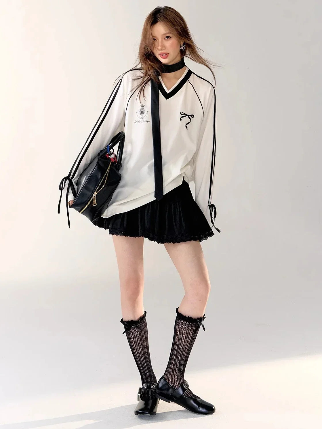 Sweet Oversized Graphic V-Neck Sweatshirts