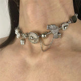 Zircon Flower Bowknot Choker Necklace