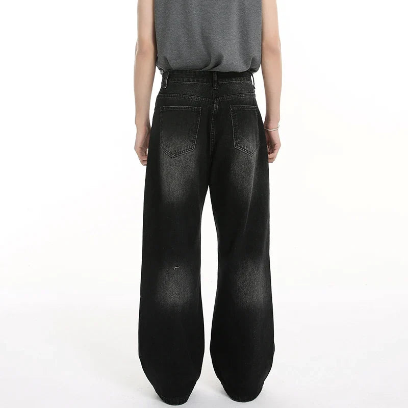 High Quality Wornout Burr Straight Jeans