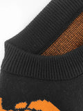 Pumpkin Bats Pattern Knitted Sweater