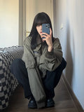 Women Casual Patchwork Zipper Collar Jacket