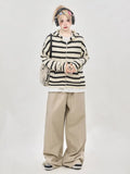 Striped Print Long Sleeve Hooded T-Shirt
