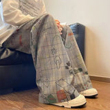 Streetwear American Graffiti Printed Casual Wide Pants