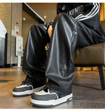 Casual Wide Leg PU Motorcycle Leather Pants
