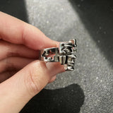 Abstract Falling Apart Face Silver Ring