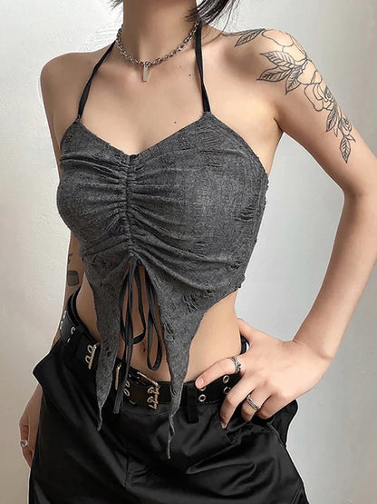 Vintage Gothic Drawstring Fairy Camisole T-Shirt