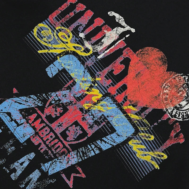 Chic Side Pockets Graffiti Graphic Hoodie