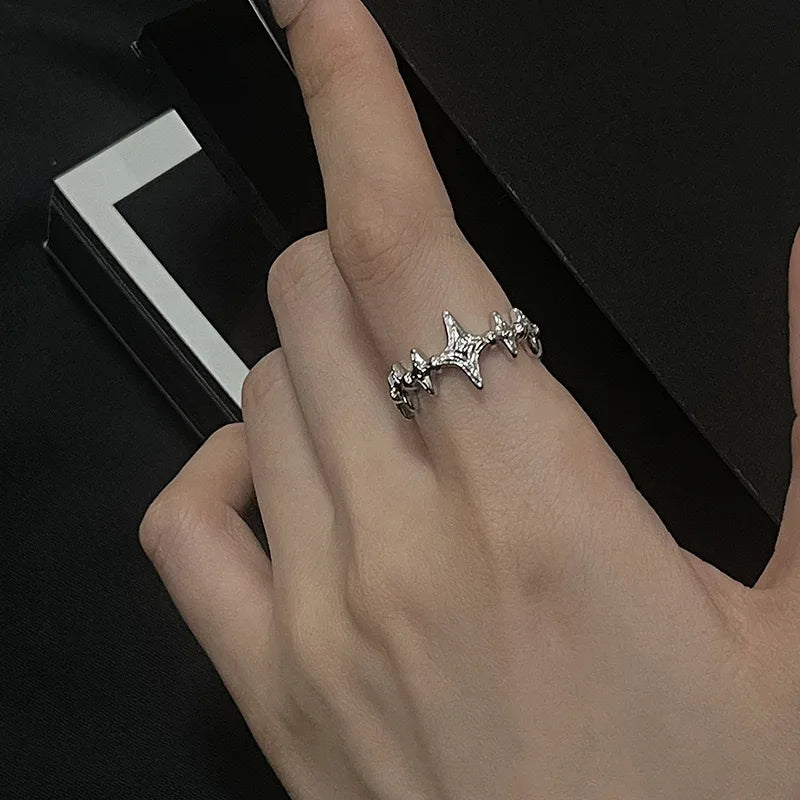 Irregular Cross Star Open Adjustable Ring