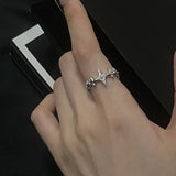 Irregular Cross Star Open Adjustable Ring