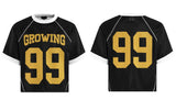 Y2K Patchwork Mesh O-Neck Collar Graphic Sport T-Shirt