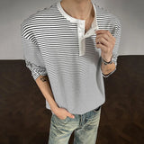 Y2K Striped Breasted Long-Sleeved T-Shirt