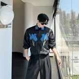 Vintage Embroidered Loose Flower Casual Hip Hop Shirt