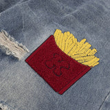 Food Court Embroidery Denim Pants