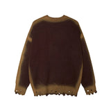 Flattering Tie Dye Distressed Knit Casual Sweater