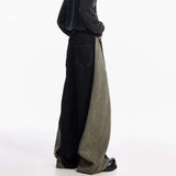 Elegant Black Contrast Loose Fit Jeans