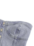 Y2K Button-Up Denim Bustier Top