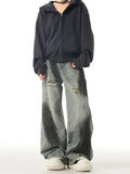 Vintage Streetwear Ripped Straight Wide Jeans