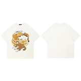 Funny Greedy Cat Graphic White T-Shirt