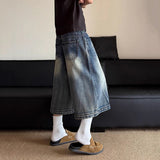 Solid Color American Style Denim Jorts