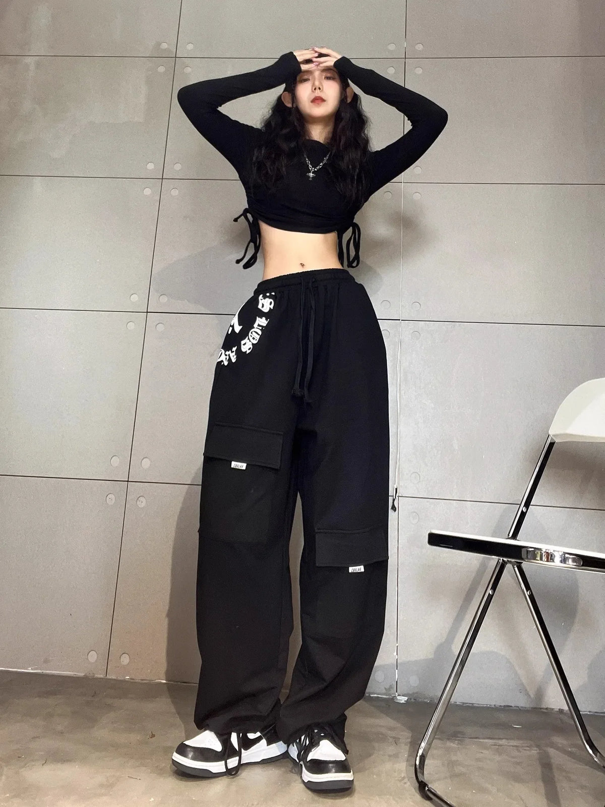 Black Ripped Loose Hip Hop Jeans