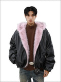 Streetwear Chic Plush Padded Parka Leather Jacket